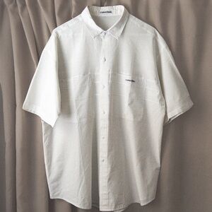 Oversized Calvin Klein Men's architectural White Button-Down Shirt